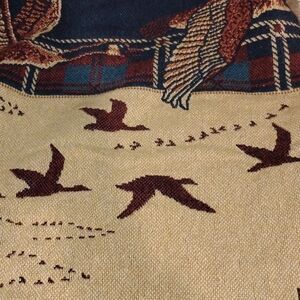 Vintage Duck And Lab Patterned Tapestry Fabric Thick And Cozy